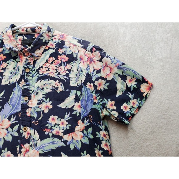21 MEN Shirt Men's Small Multi Hawaiian Short Sleeve Pocket Collared Button Down - Picture 4 of 7